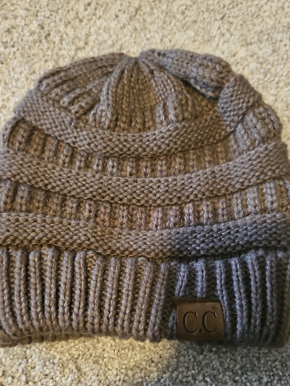 C.C Kids Cable Knit Beanie in Taupe Brown